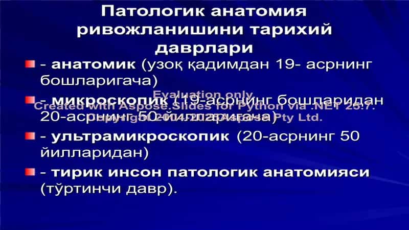 Патологик анатомия ривожланишини тарихий даврлари 2