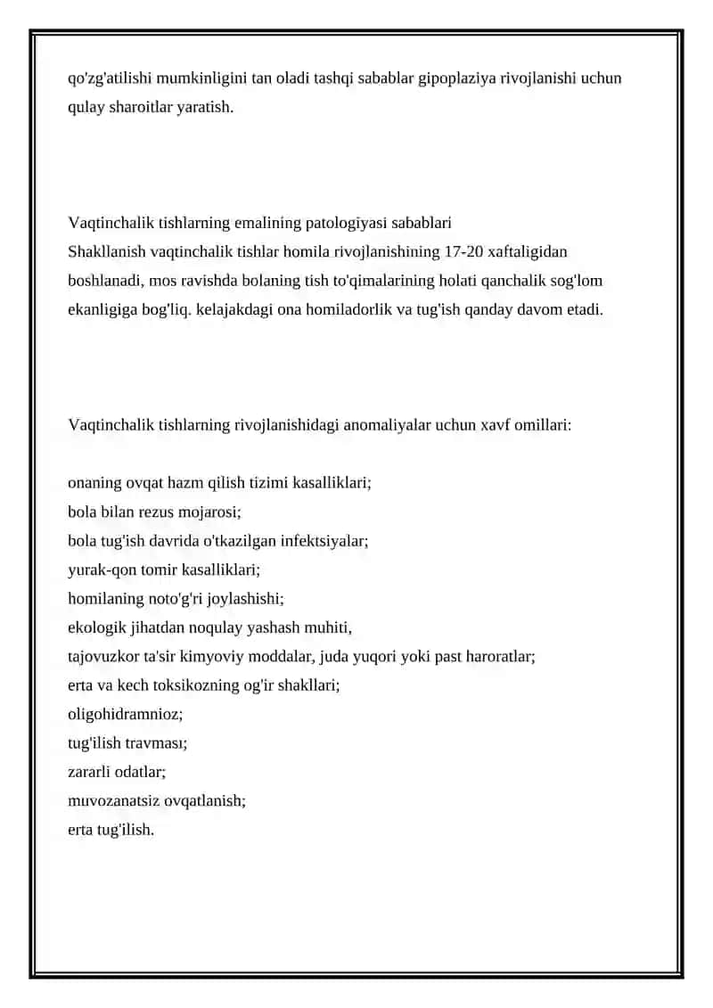 Tish emalining gipoplaziyasi: etiologiyasi va tasnifi 2