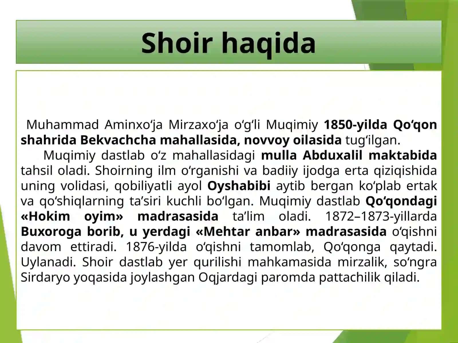 MuhammadAminxo‘ja Muqimiy hayoti va ijodi. “Sayohatnoma” asari. Nazariy ma’lumot. Sayohatnoma janri haqida tushuncha 2