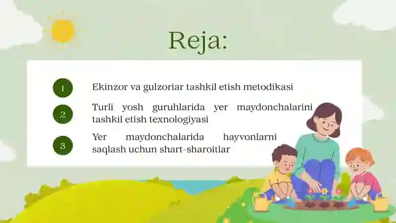 Yer maydonchalarini tashkil etish texnologiyasi 2