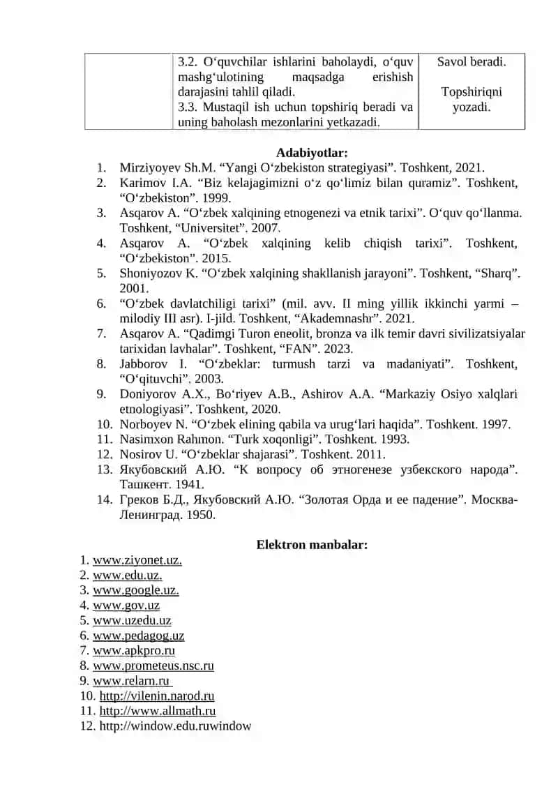 O‘zbek xalqi etnik asosining so‘nggi bronza va ilk temir davri etnik jarayonlari 2
