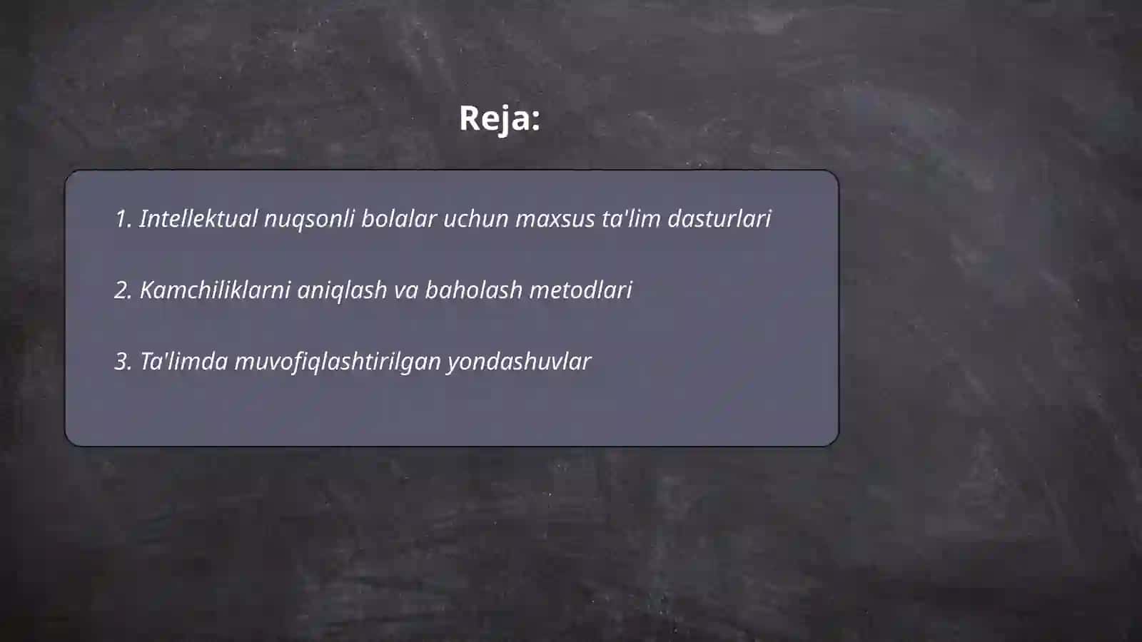 Analizatorlaridan kamchiligi bor hamda intiliktual nuqsonli bolalarga ta'lim-tarbiya jarayonini tashkil etish 2