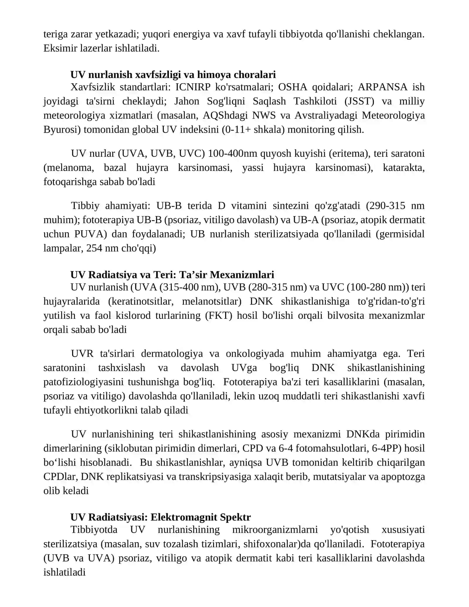 Ultrabinafsha nurlanish va uning tibbiyotdagi ahamiyati 2