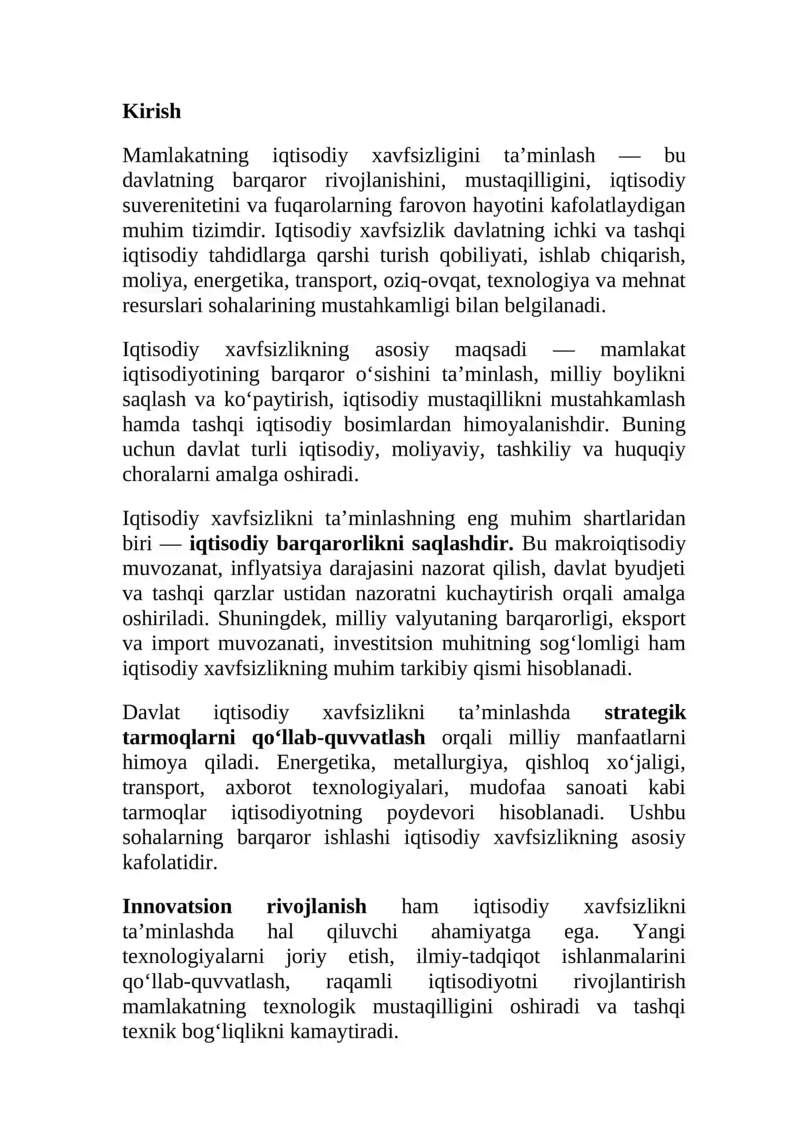 Mamlakatning iqtisodiy xavfsizligini ta'minlash 2