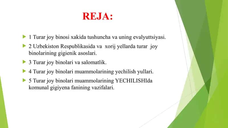 Aholi turar joylarni rejalashtirish va qurilishning gigienik asoslari. 2