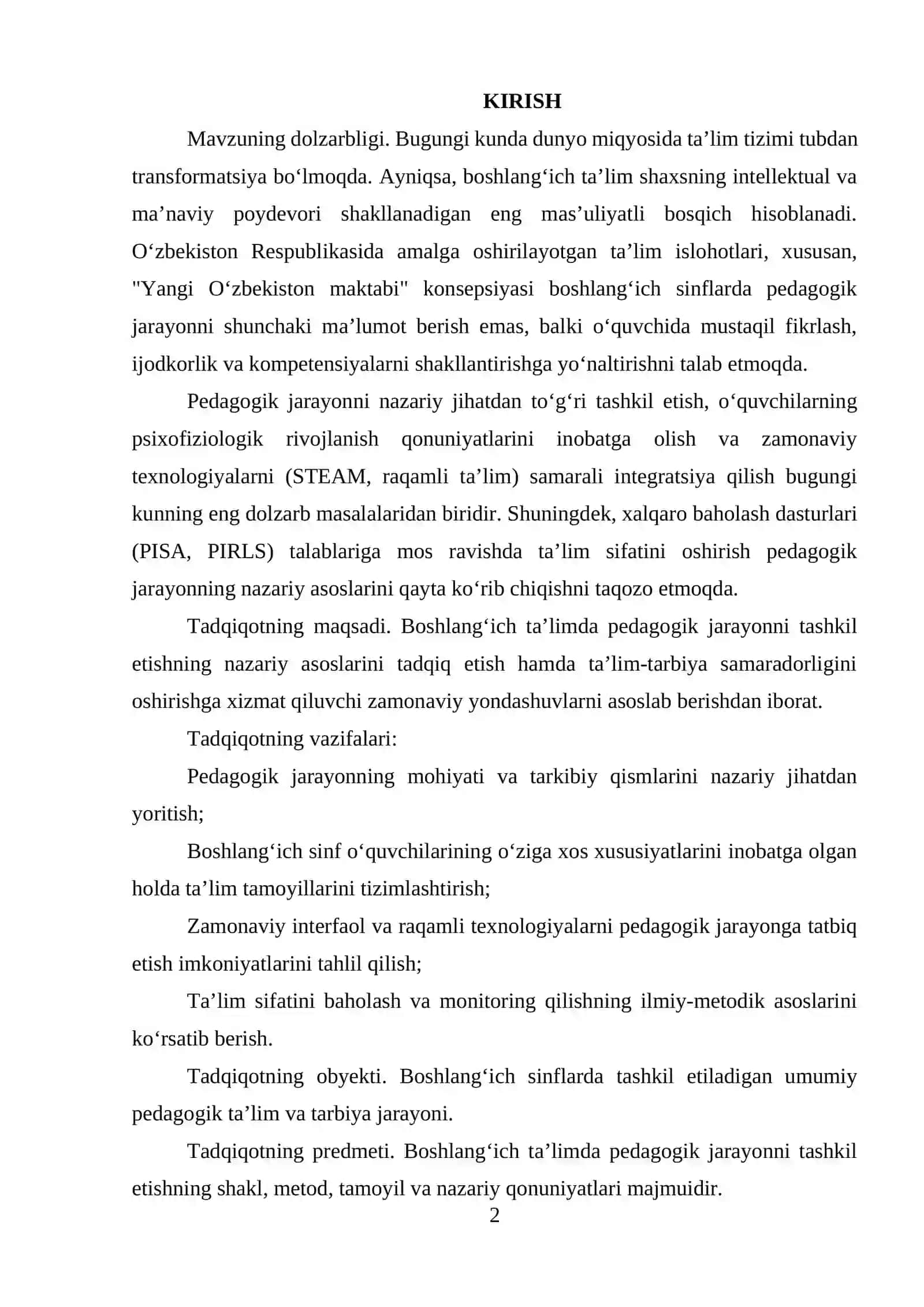 Boshlang’ich ta’limda pedagogik jarayonni tashkil etishning nazariy asoslari 2