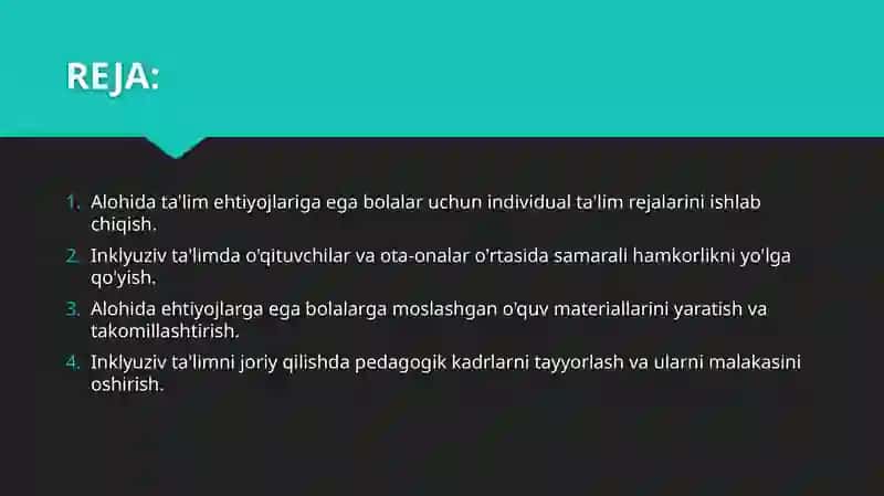 Alohidatalime htiyojlariboʻlganbolalarninginklyuzivtalimiyangitalmiyamaliyotsifatida 2