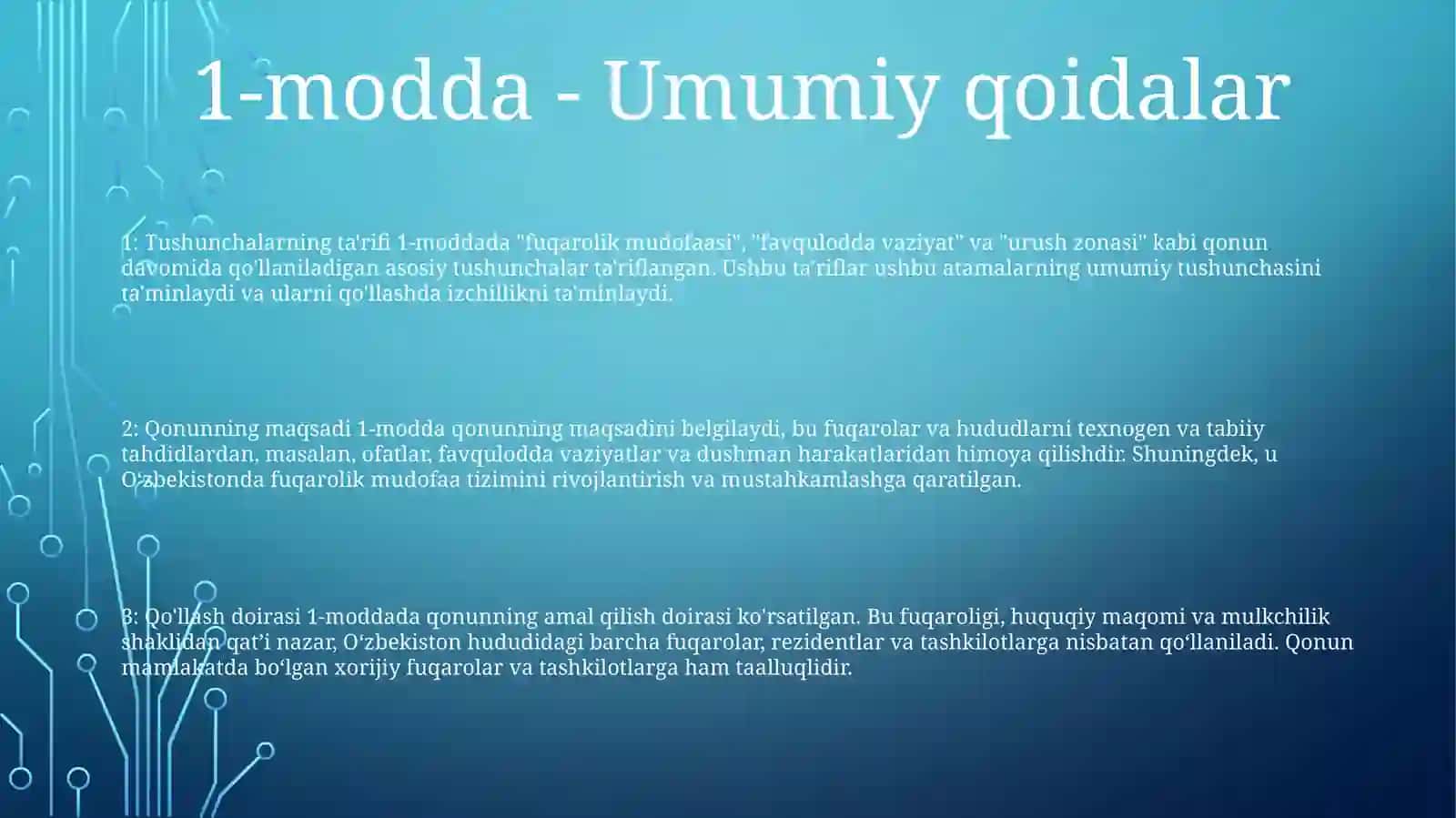 Fuqaro Muhofazasi ToʻGʻRisida"Gi QonunBandlariniOʻRganish 2