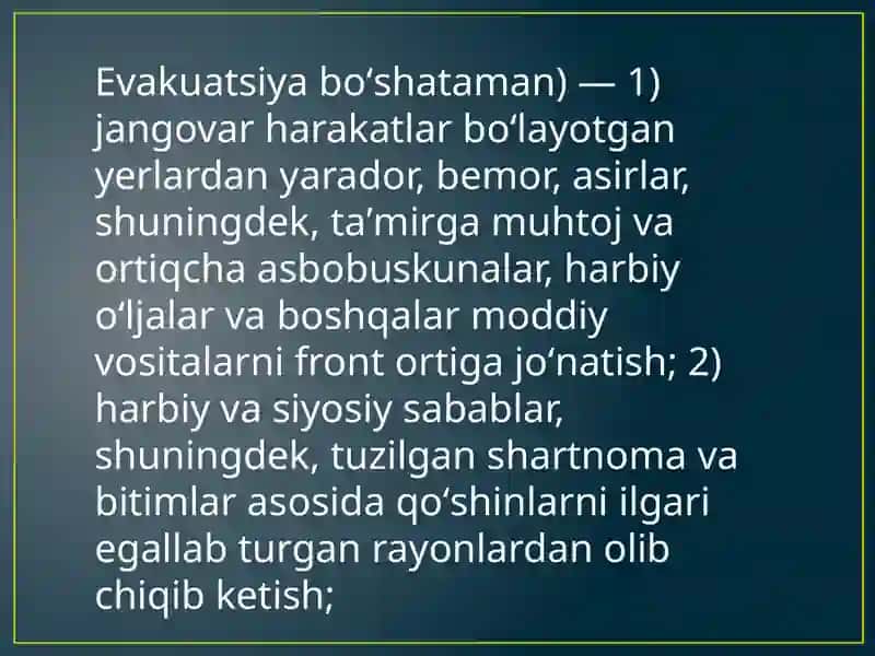 Favqulotdavaziyatlarda aholi evakuatsiya qilish 2