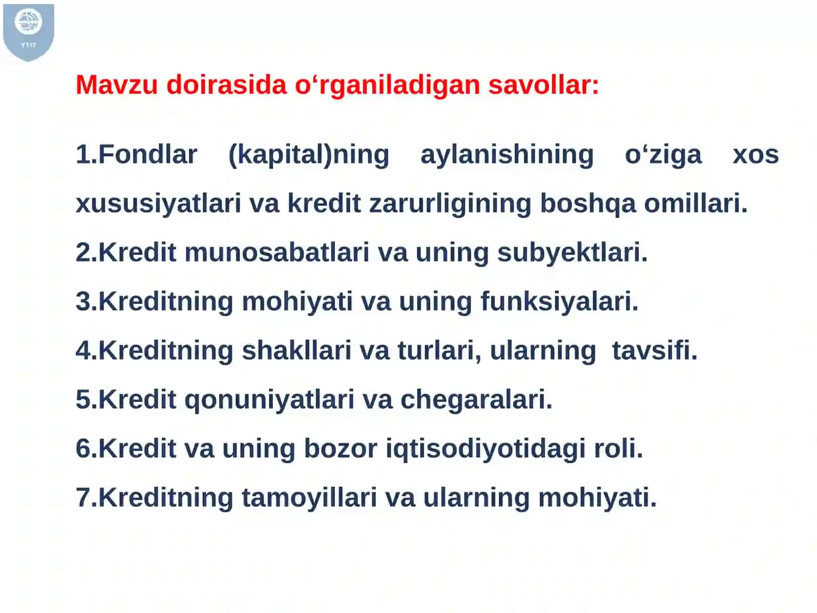 Kreditning mohiyati,zarurligivafunksiyalari 2