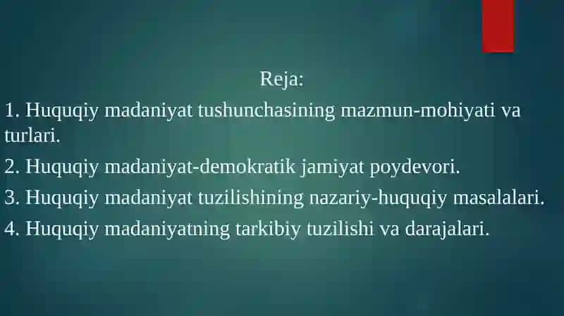 Huquqiymadaniyatning tuzilishi 2