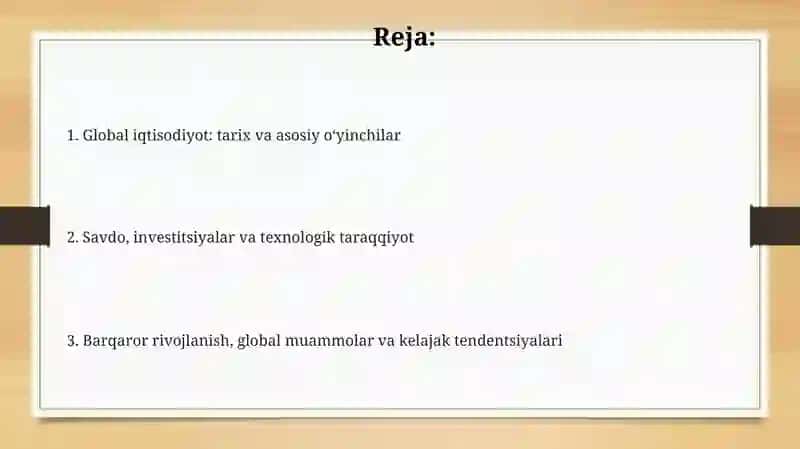 Global iqtisodiyotni shakllantirish 2