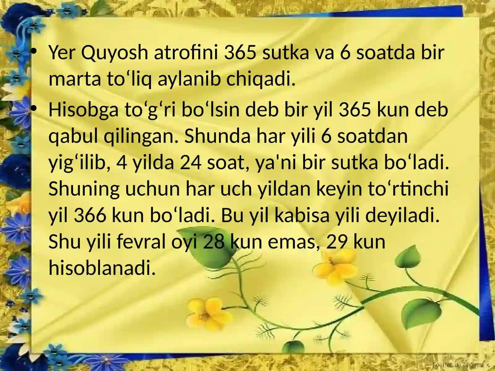 Yerning Quyosh atrofida aylanishi 2