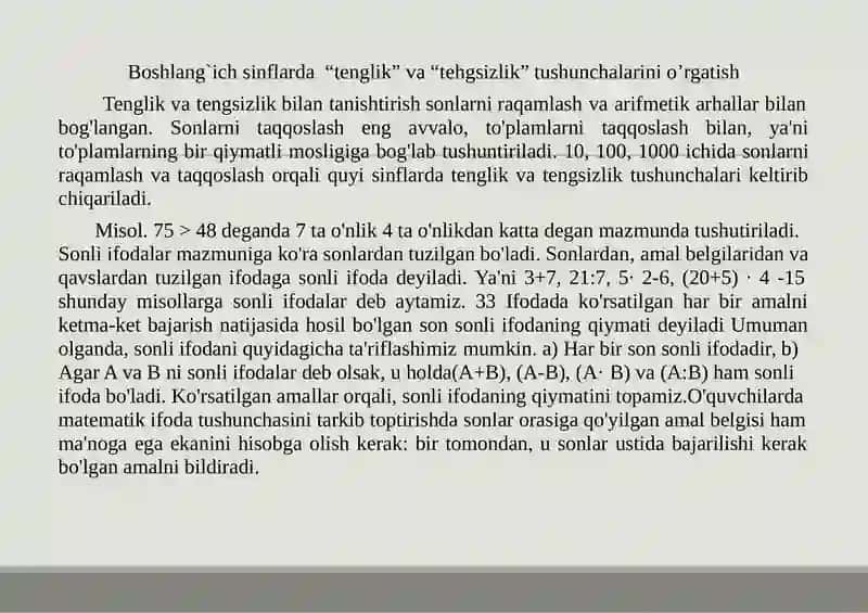 Sonli tenglik va tengsizliklar oid masalalar yechish 2
