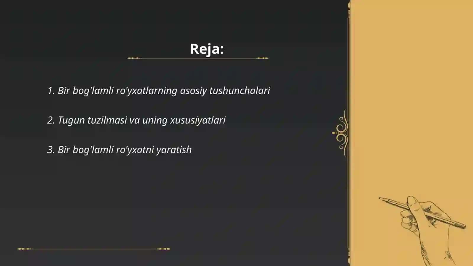 Bir bog'lamli ro'yxatlar ustida amallar va ularning algoritmlari 2