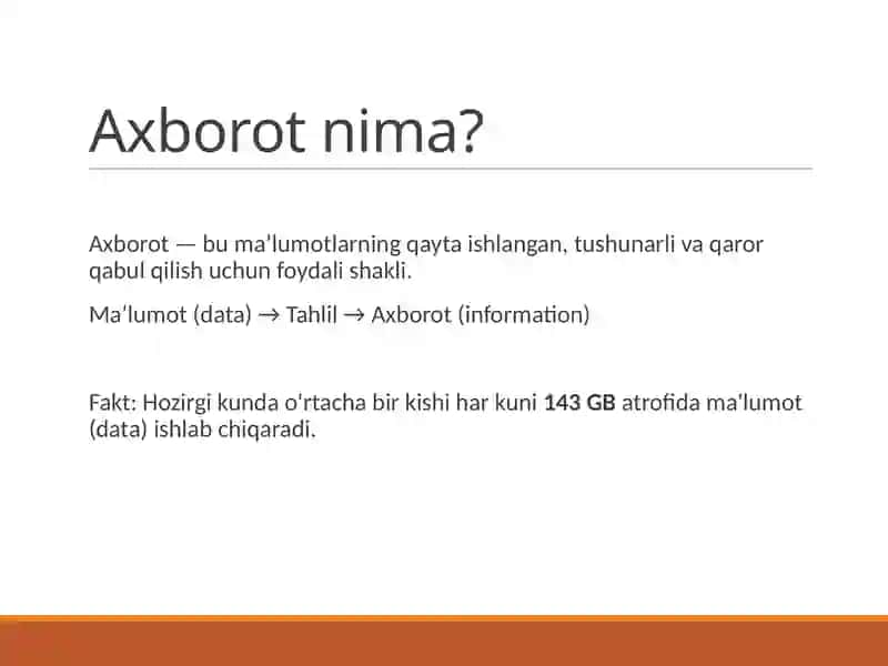 Axborotlarni boshqarish, axborot tizimlari va ma'lumotlar tahlili 2