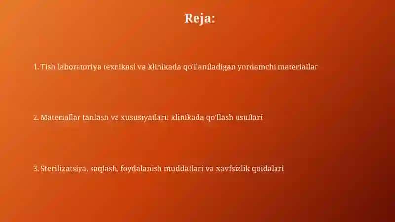 Dental laboratoriya uskunalariga kirish va gigiena vositalari 2