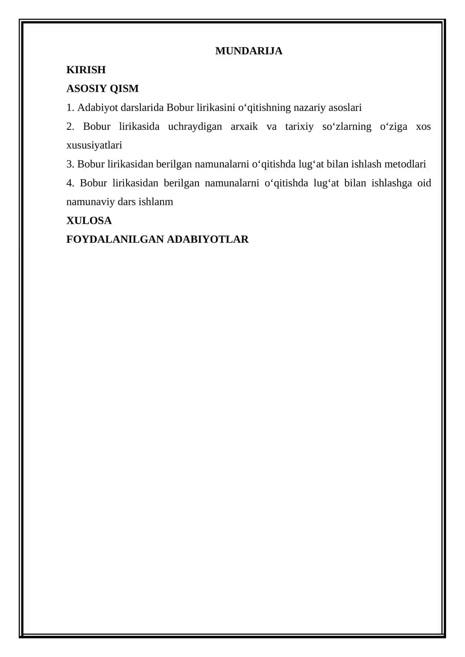 Adabiyot darslarida Bobur lirikasidan berilgan namunalarni o‘qitishda lug’at bilan ishlashning afzalliklari 2