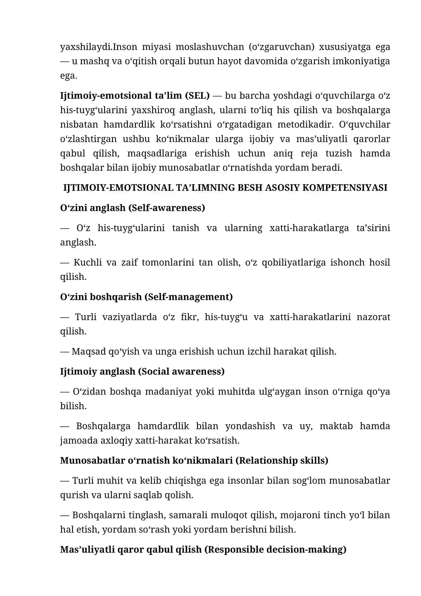 Sinfdagi sog‘lom munosabatlar uchun ijtimoiy-emotsional ta’lim 2