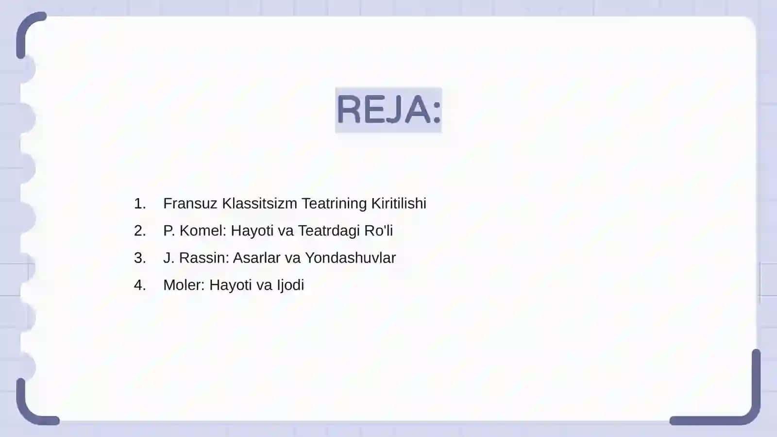 Fransuz kllasitisizm teatri P.Komel, J.Rassin, Moler hayoti va ijodi 2