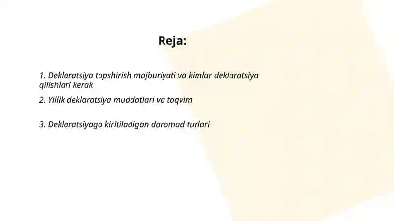Deklaratsiya topshirish majburiyati va kimlar deklaratsiya qilishlari kerak 2