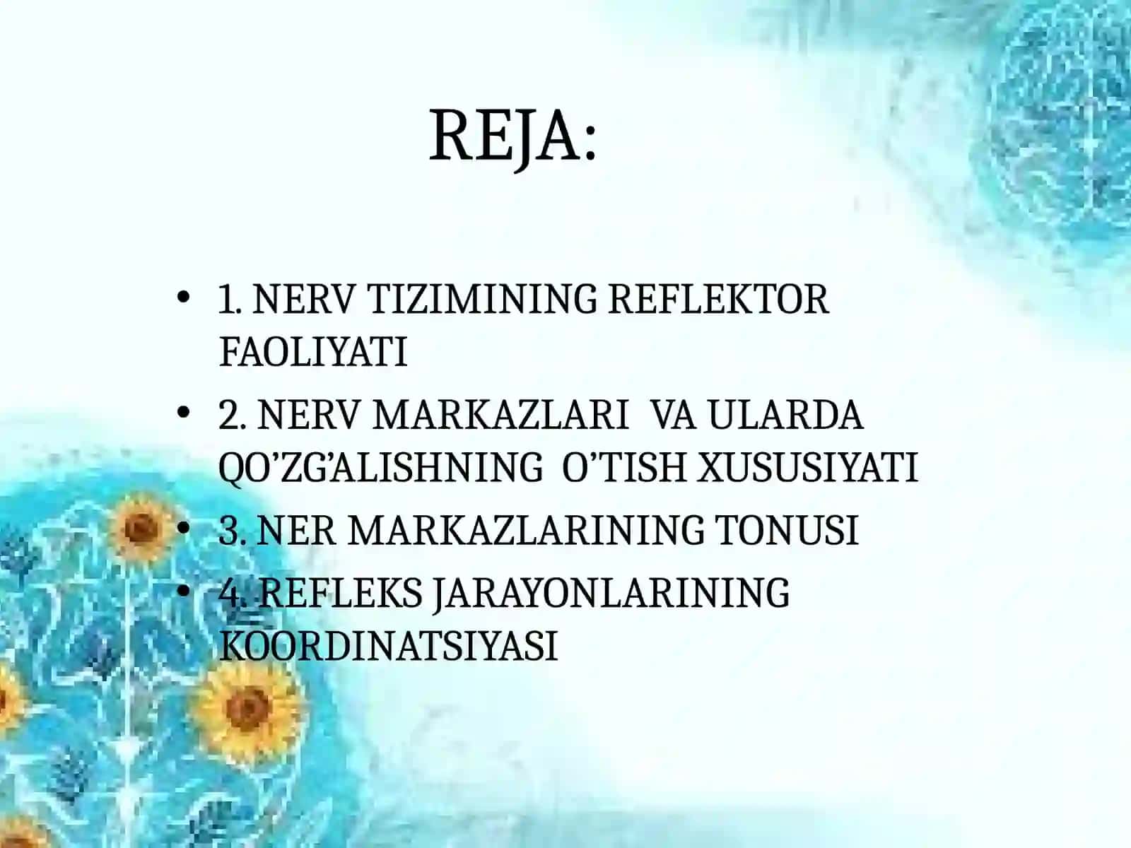 Asab markazlari. Asab markazlarining xossalari. Markaziy nerv tizimining reflektor tamoyili 2