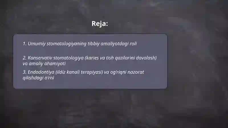 Stomotologiyaning asosiy yonalishlari va ularning tibbiy amaliyotdagi orni 2