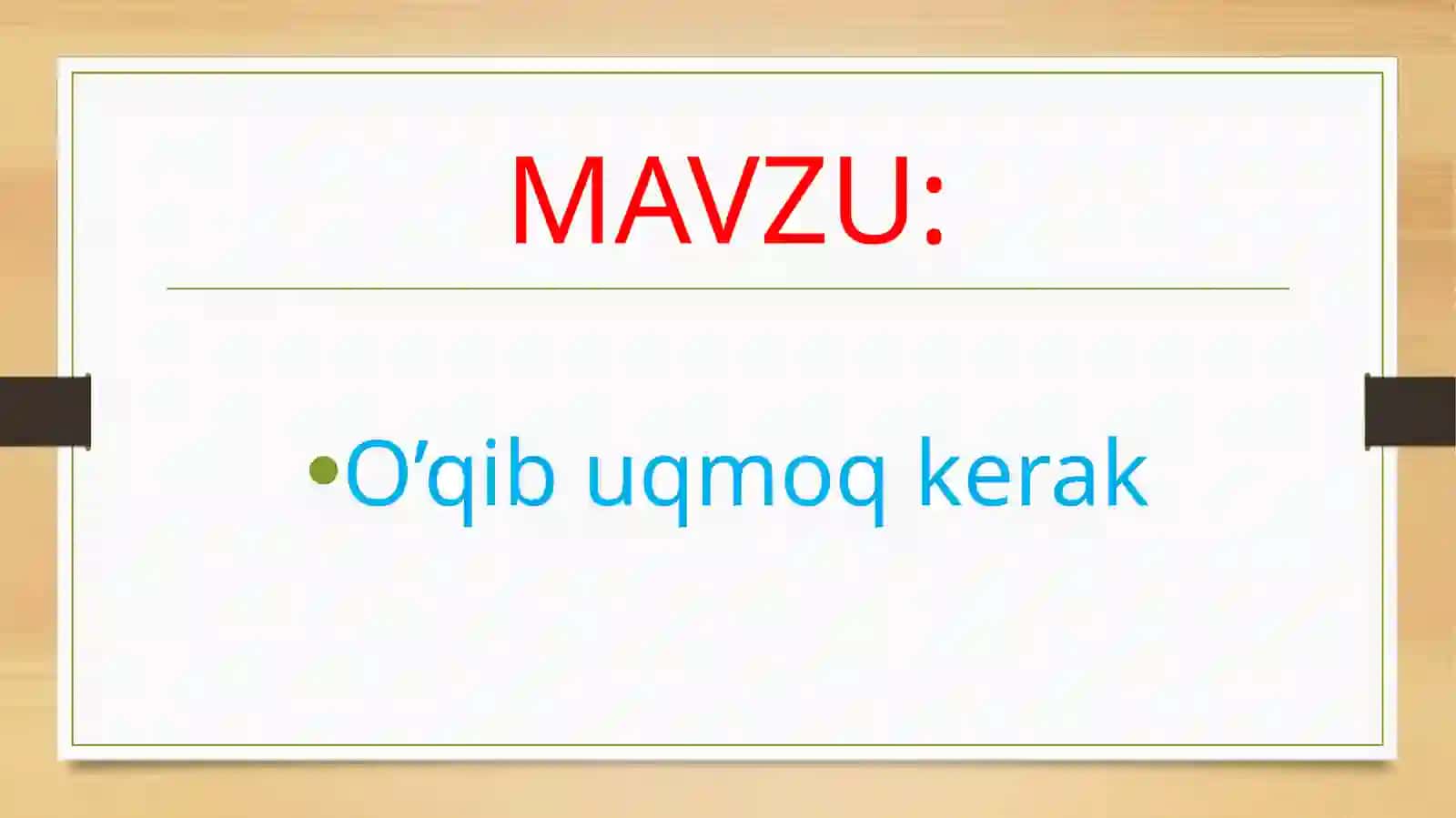 2-sinf. Ona tili. O'qib uqmoq kerak mavzusidagi ochiq dars uchun slayd. 2