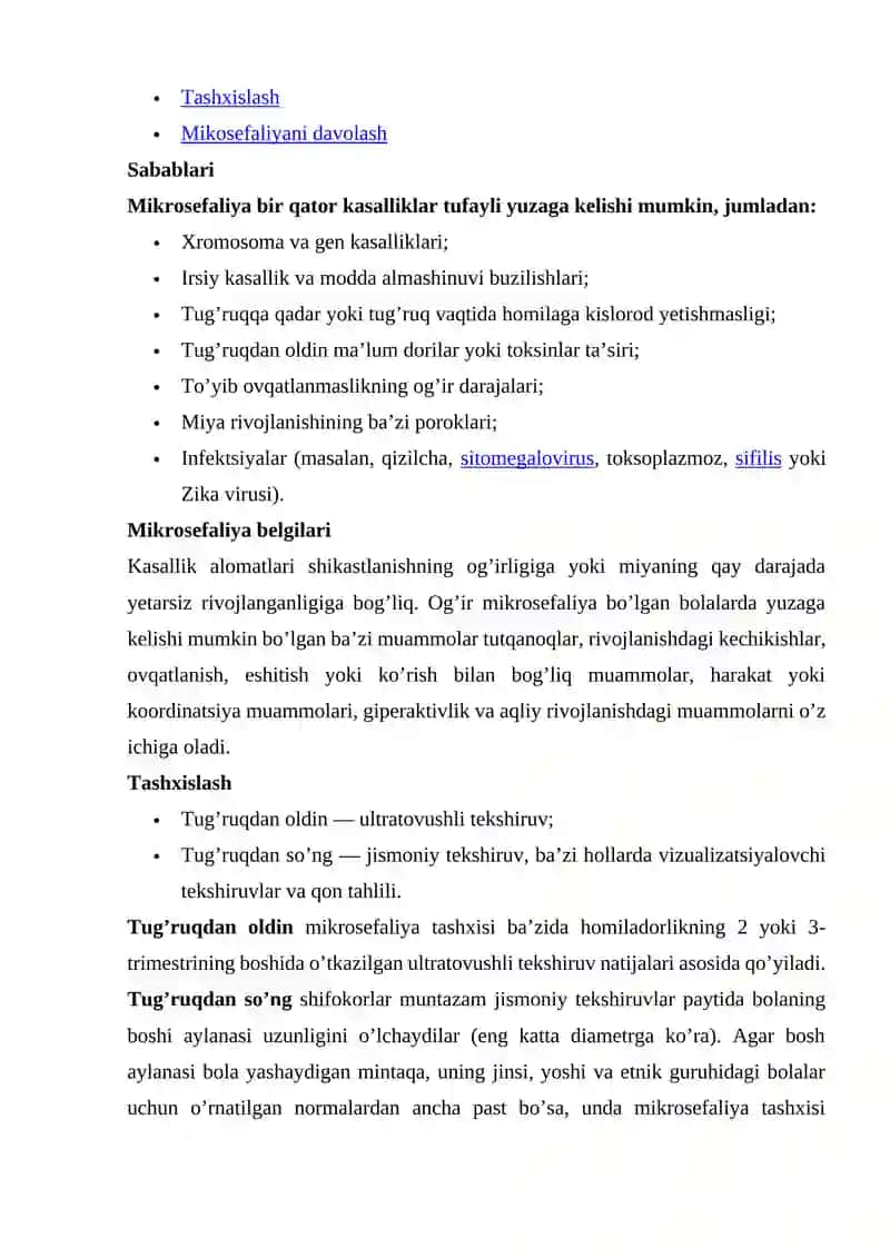 Mikrosefaliyaning Kelib Chiqish Sabablari va Asoratlari 2