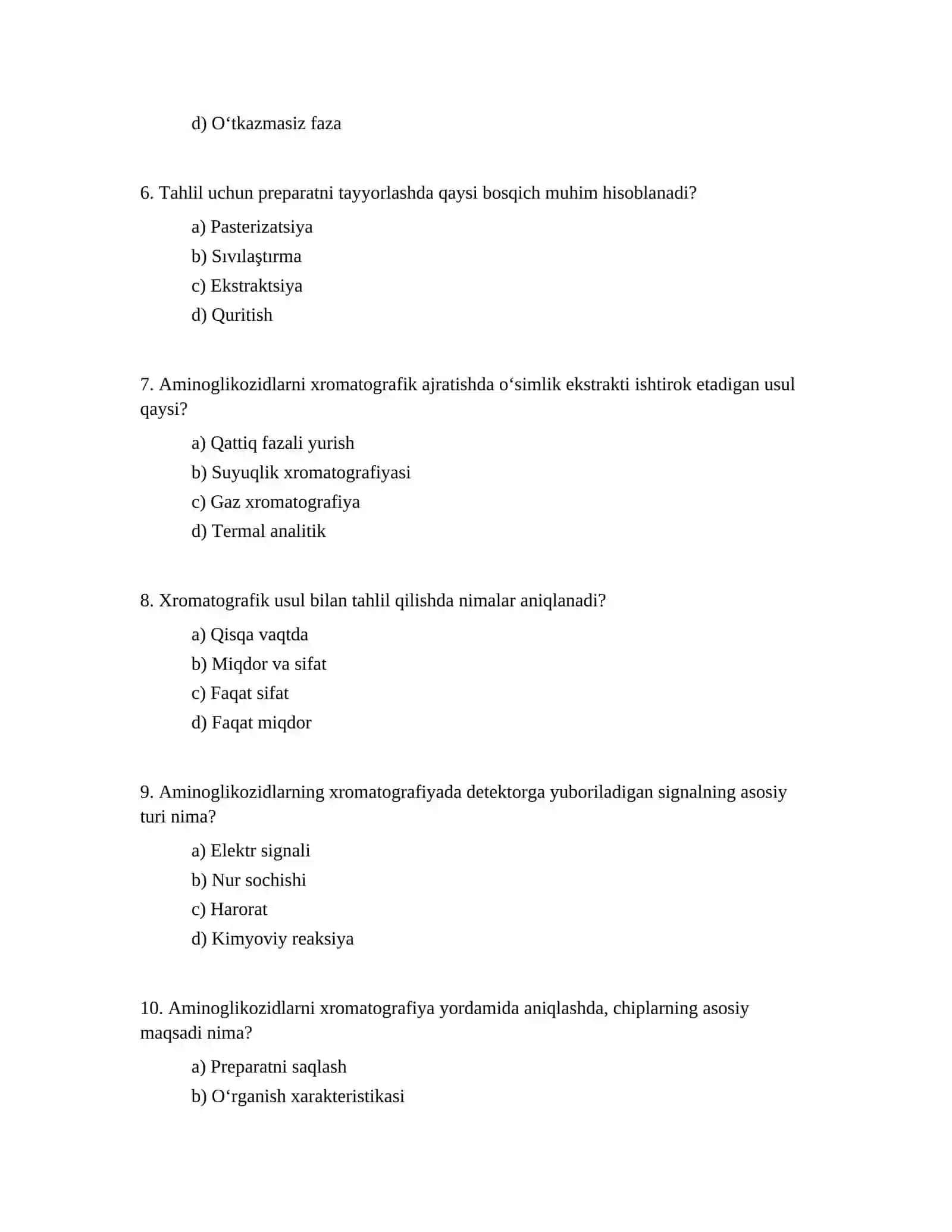 Aminoglikozidlarning tahlilida xromatografik usullarining qo′llanilishi 2