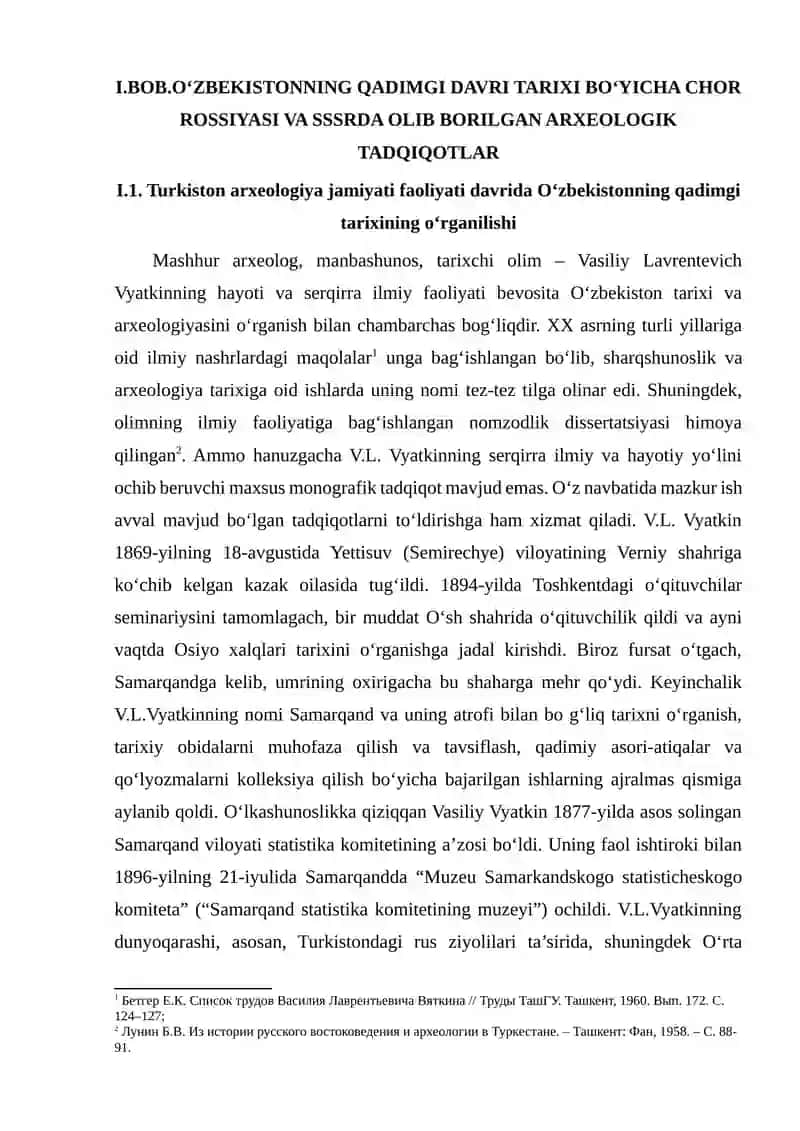 O’zbekistonning qadimgi davr tarixshunosligi (arxeologik tadqiqotlar tahlili) 2