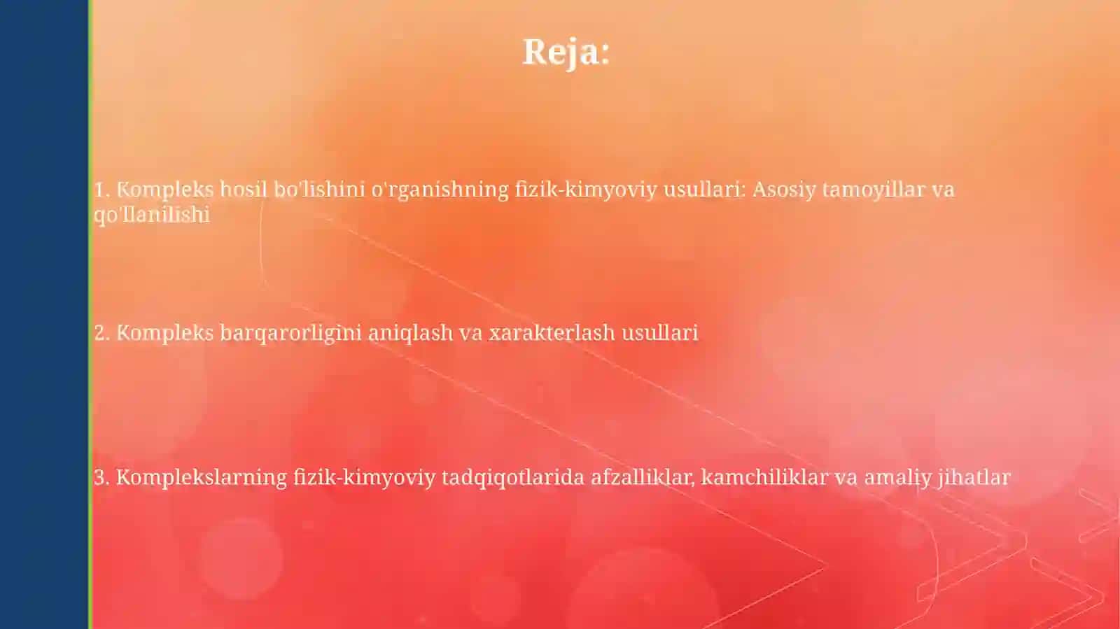 Kompleks hosil bo'lishini o'rganishning fizik-kimyoviy usullari 2