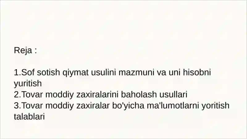 Tovar-Moddiy Zaxiralar 2