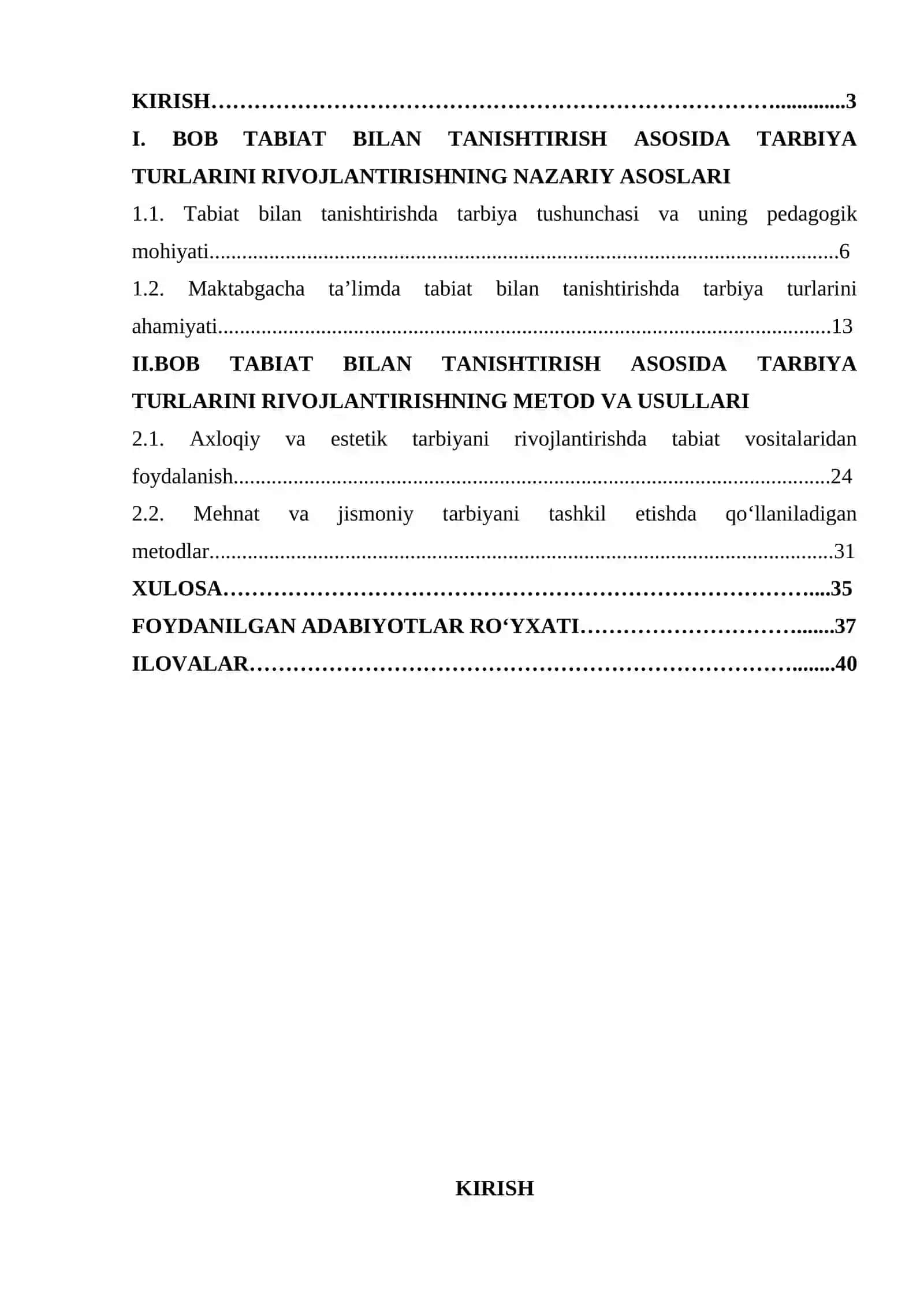 Tabiat bilan tanishtirish asosida tarbiya turlarini rivojlantirishning mohiyati. 2