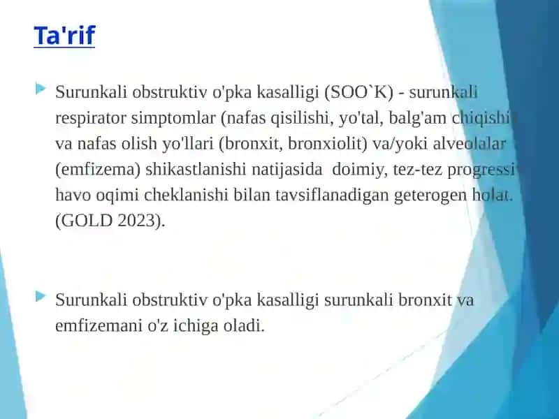 Surunkali obstruktiv o'pka kasalligi(SOO`K) 2