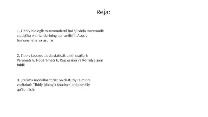 Tibbiy-biologik masalalarni yechishda matematik statistika elementlari 2
