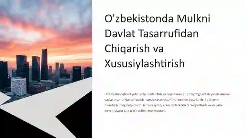 O'zbekistonda Mulkni Davlat Tasarrufidan Chiqarish va Xususiylashtirish 2