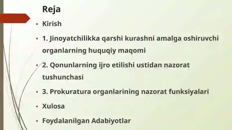 JINOYATCHILIKKA QARSHI KURASHNI AMALGA OSHIRADIGAN ORGANLAR TOMONIDAN QONUNLARNING IJRO ETILISHI USTIDAN NAZORAT 2