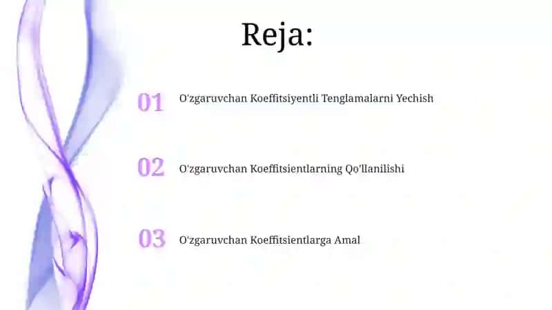 O'zgaruvchan Koeffitsientlar 2