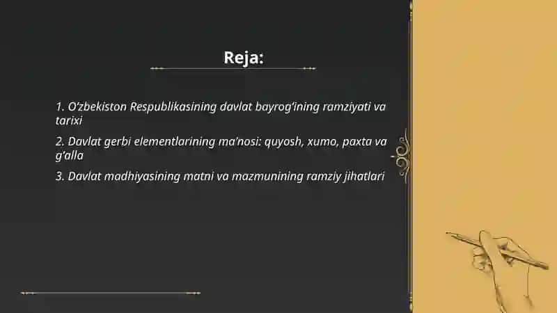 Oʻzbekiston Respublikasi Davlat ramzlari mohiyati 2