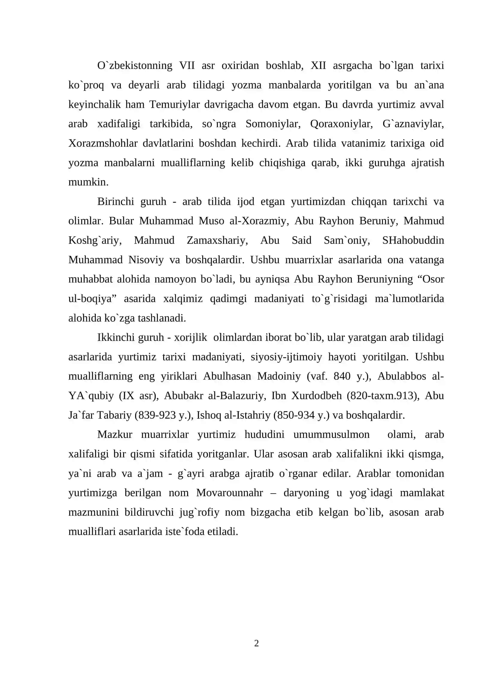 Arab Tilida Bitilgan Manbalar 2