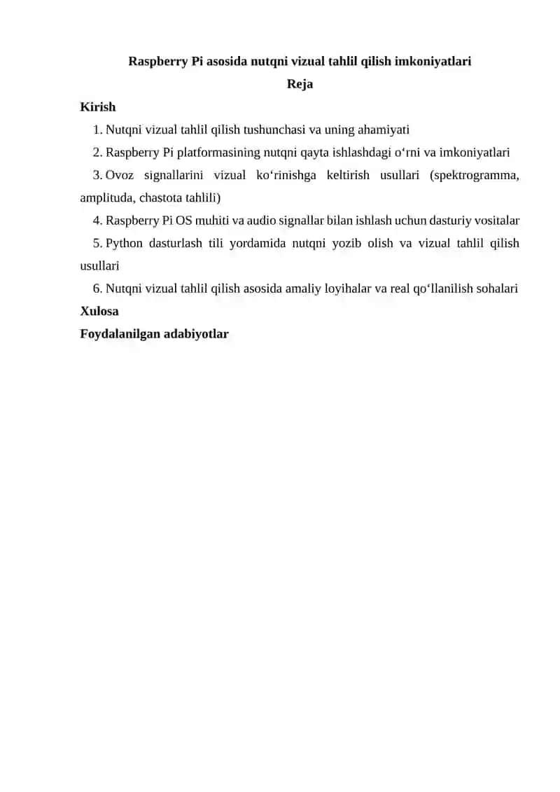 Raspberry Pi asosida nutqni vizual tahlil qilish imkoniyatlari 2