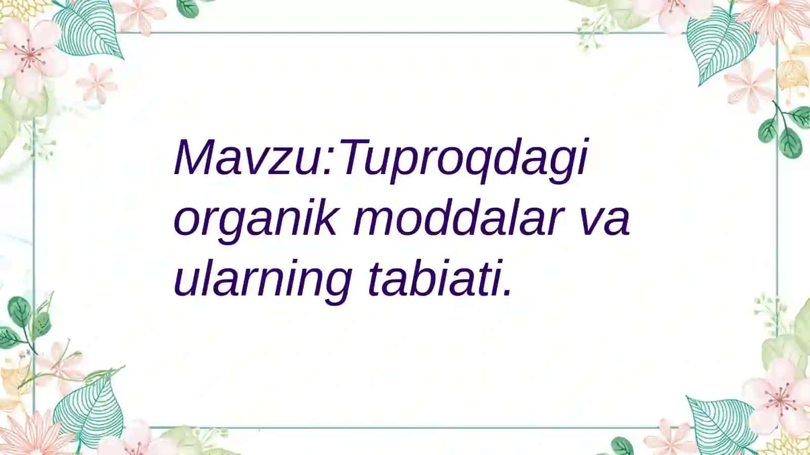 Tuproqdagi organik moddalar va ularning tabiati 2