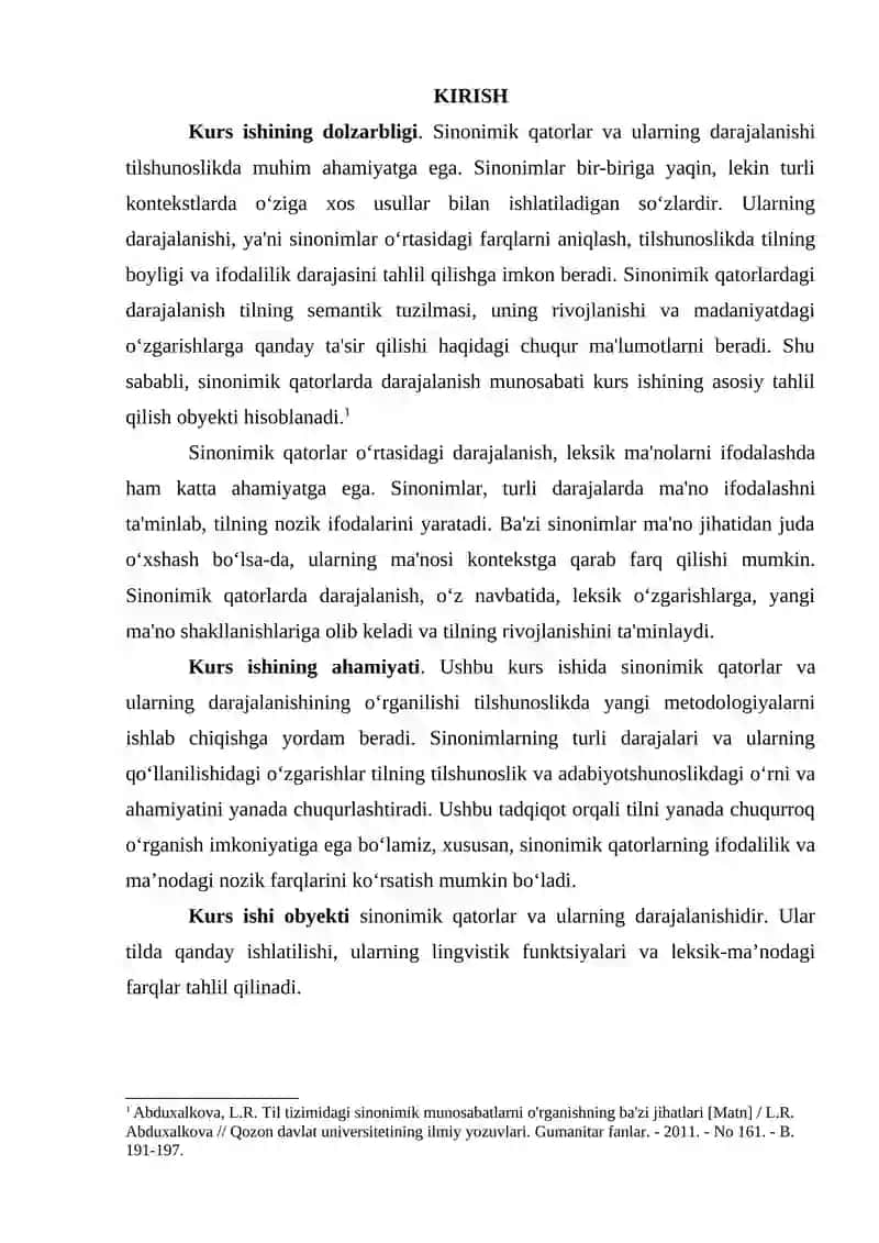 SINONIMIK QATORLARDA DARAJALANISH MUNOSABATI 2