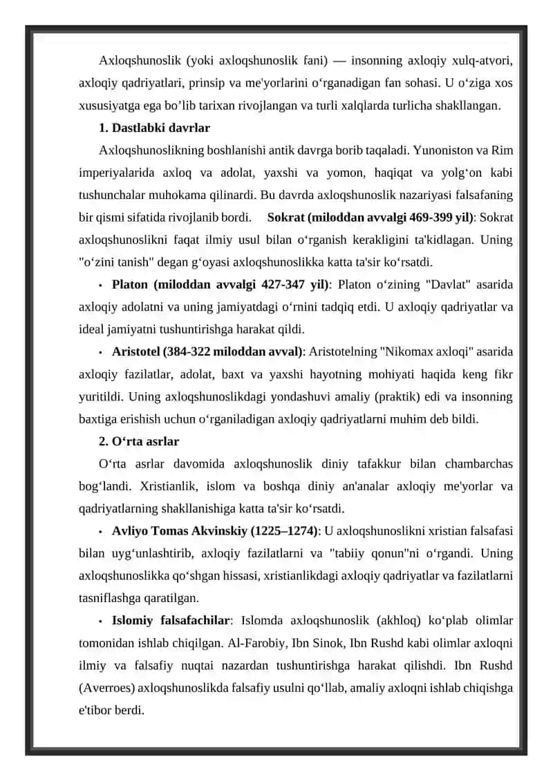Axloqshunoslikning Asosiy Tushunchalari 2