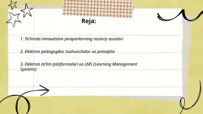 Ta'limda innovatsion jarayonlar. Elektron pedagogika asoslari 2