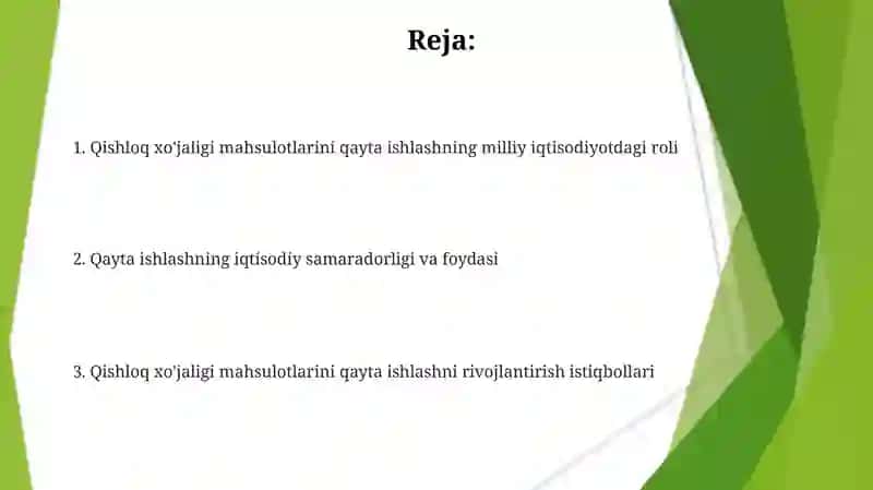 Qishloq xo'jaligi mahsulotlarini qayta ishlash 2