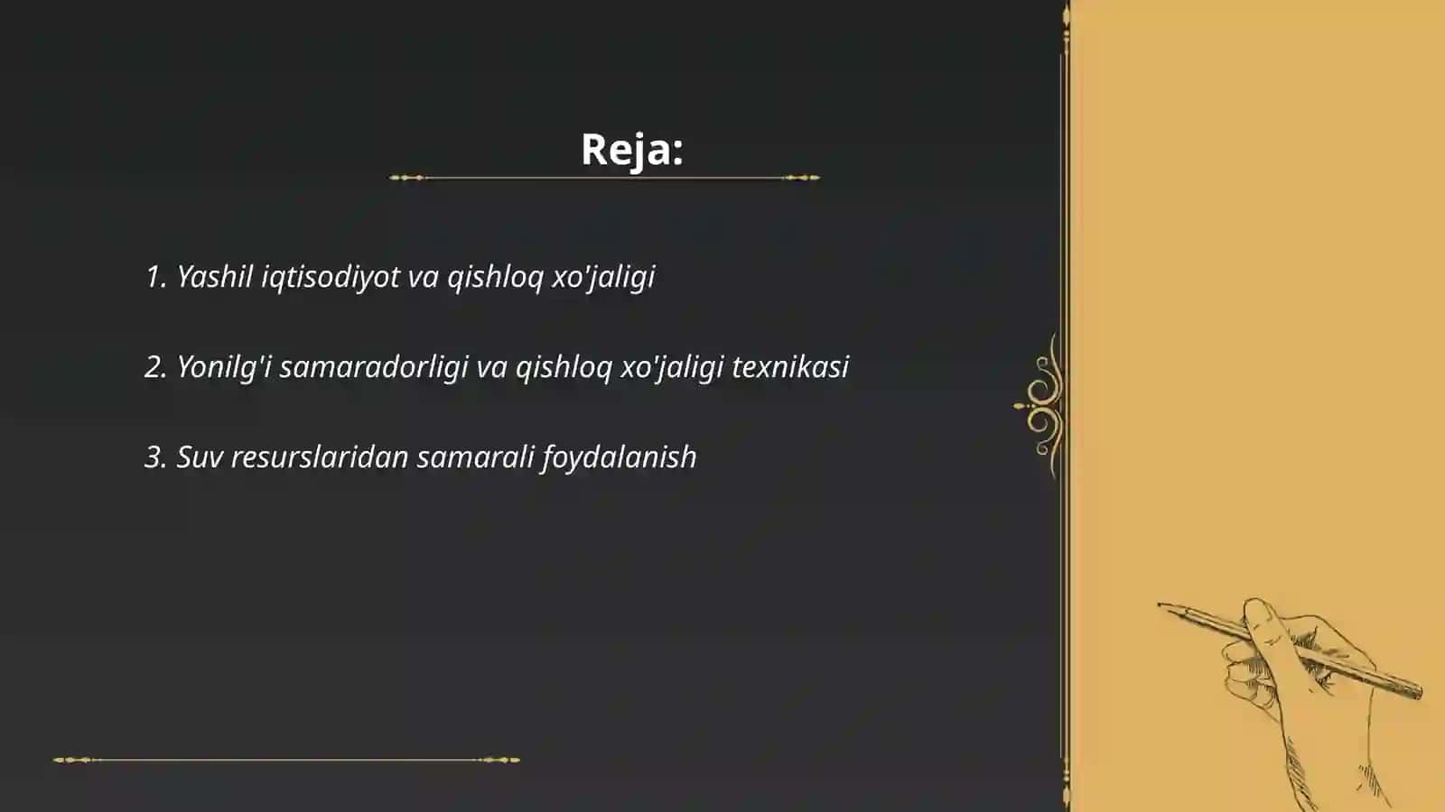 Yashil iqtisodiyot va qishloq xo'jaligi 2
