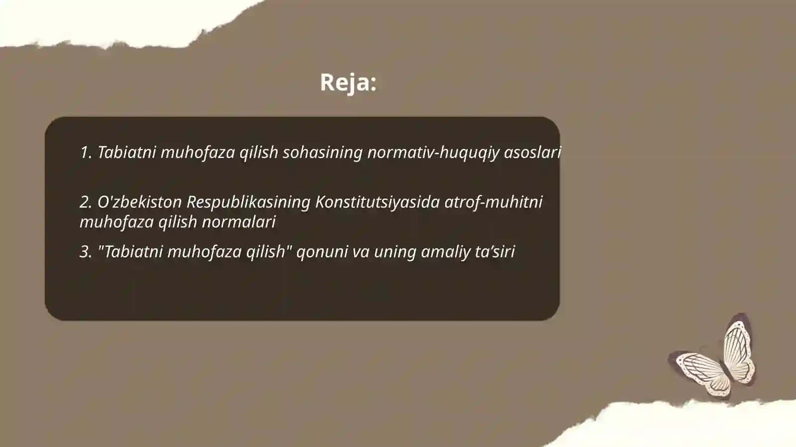 Tabiatni muhofaza qilish masalalarini meʼyoriy hujjatlarda yoritilishi 2