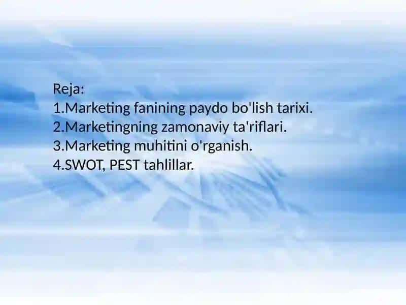 Marketing fanining paydo bo'lish tarixi 2